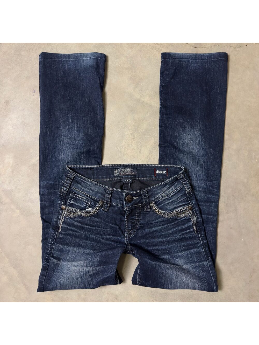 Silver Jeans Aiko Slim Bootcut Womens 25x33 Bling Pockets